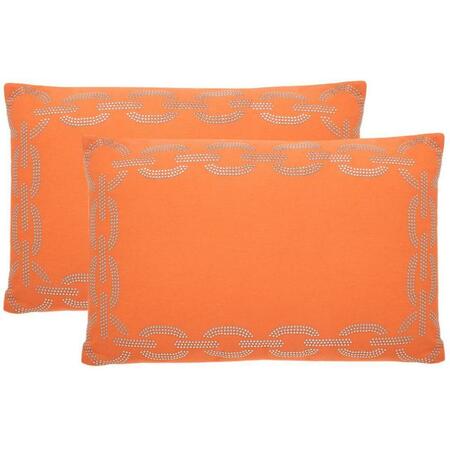 SAFAVIEH 12 x 20 x 3 in. Sibine Pillow, Orange PIL156C-1220-SET2
